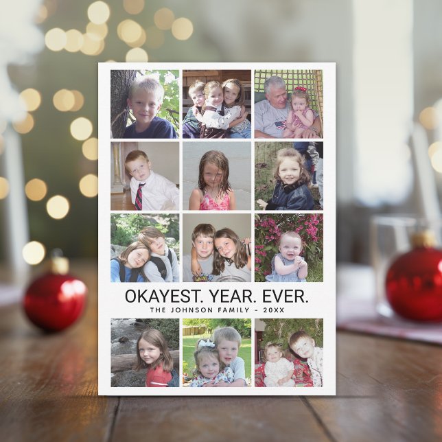 12 Foto - Okayest Year You 2020 Black White Julkort (Okayest Year Yet - funny online Christmas card with 12 photos)