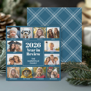 12 Fotoårsöversikt - 2026 Blå Julkort