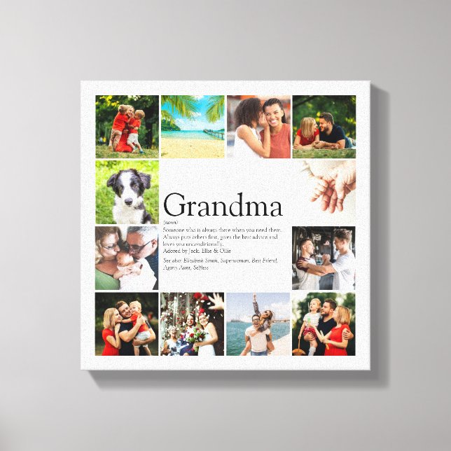 12 Fotocollage Bästa Mormor Mamma Definition Canvastryck (Framsida)