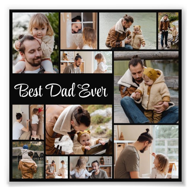 12 Fotocollage Bästa pappa någonsin Foto förstorin (Framsidan)