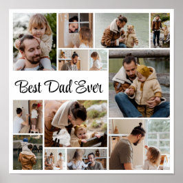 12 Fotocollage Bästa Pappa Någonsin Poster