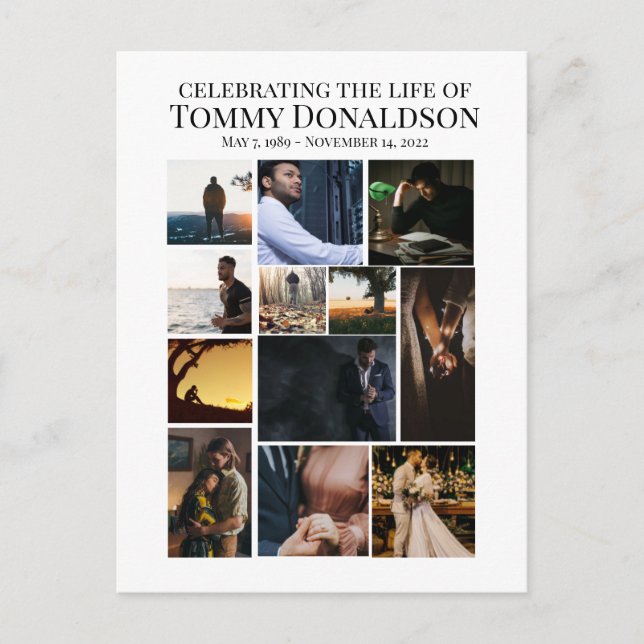 12 Fotocollage Begravning Vykort (Framsida)