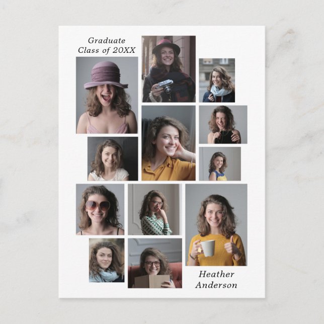 12 Fotocollage Examinerad Namn Klass 2023  Meddelande Vykort (Framsida)