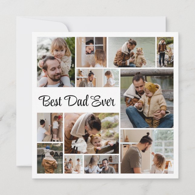 12 Fotocollage Glad fars dag Bästa pappa någonsin Julkort (Framsida)