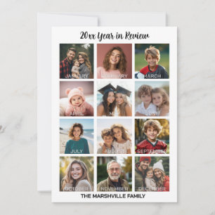 12 Fotocollage med Årsöversikt Julkort