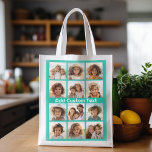12 Fotoinstagram-kollage med Gröntens bakgrund Återanvändbar Påse<br><div class="desc">Lägg till ditt favoritprogram bilder i den här roligten-mallen. Du kan använda Instagram-foton eller eventuella foton för det här rutnätet.</div>