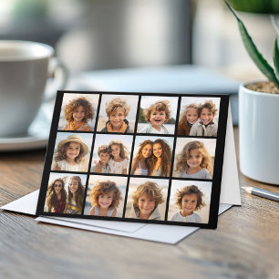 12 Fotoinstagram-kollage med svart bakgrund Kort