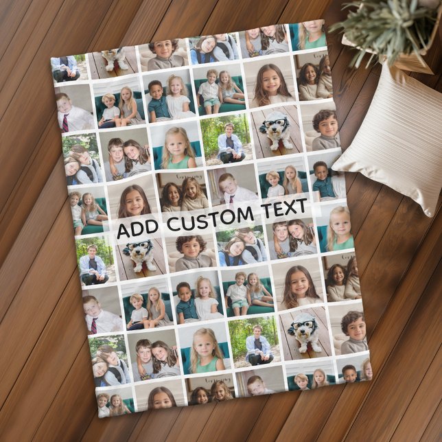 12 Fotoinstagram-kollage med text Fleecefilt (Personalized fleece blanket with 12 photos and custom text - Makes a great Gift)