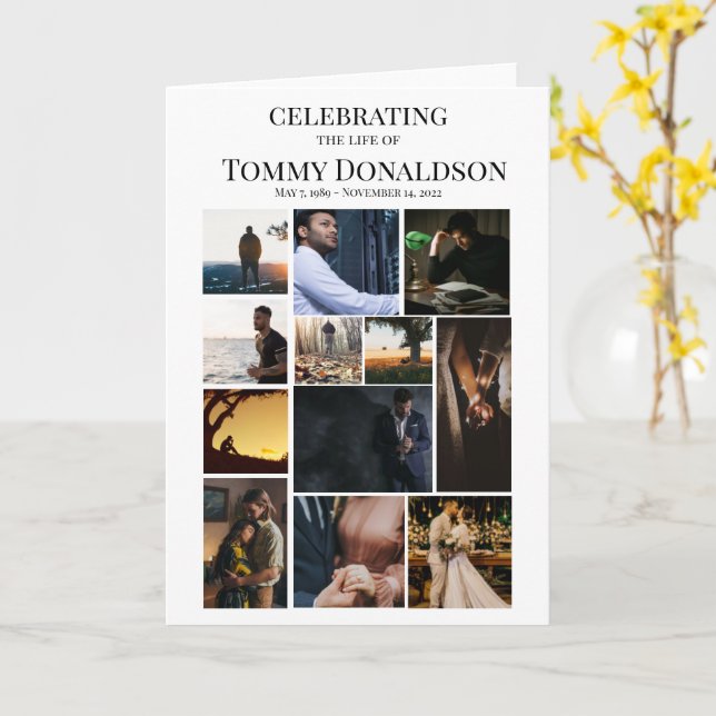 12 Fotokollage-begravningskort Kort (Gul blomma)