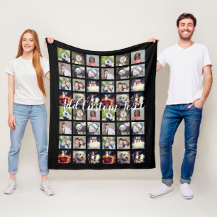12 Fotokollage CAN EDIT-bakgrund färg Fleecefilt