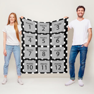 12 Fotokollage - du kan ändra bakgrunden till färg Fleecefilt