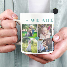 12 fotokollage-familjen namn och grönt-hjärtan kaffemugg