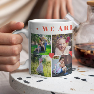 12 fotokollage-familjen namn och röda hjärtan kaffemugg