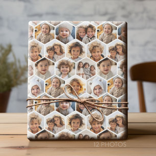 12 Fotokollage - funky hexagon honeycomb mönster Presentpapper