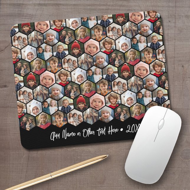12 Fotokollage - funky hexagon - Random Mönster Musmatta (Personalized mouse pad with your photos and text)