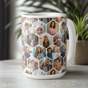 12 Fotokollage - funky hexagonmönster Kaffemugg