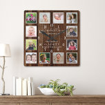 12 Fotokollage Grandchildren Quote Pallet Wood Fyrkantig Klocka<br><div class="desc">Fotokollage klocka med ett sentimentalt barnbarn - "Farbarn fyller en ställe i våra hjärtan,  vi visste aldrig att den var tom." Anpassa med foton från barnbarn och namn så att det blir en minnesvärd keepsaké för morföräldrar.</div>