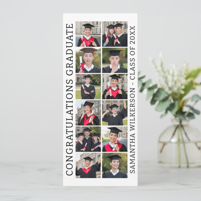 12 Fotokollage Grattis Student-kort (Stående Fram)