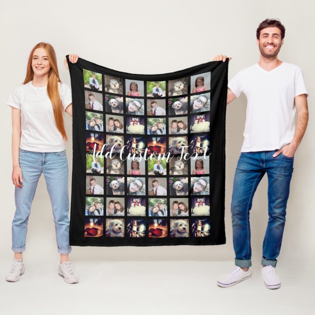 12 Fotokollage KAN REDIGERA bakgrundsfärg Fleecefilt (På plats)