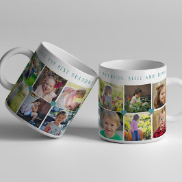 12 fotokollage KÄRLEK för BEST GRANDMA-grönt Kaffemugg