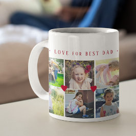 12 fotokollage KÄRLEK för BEST PAPPA red script Kaffemugg