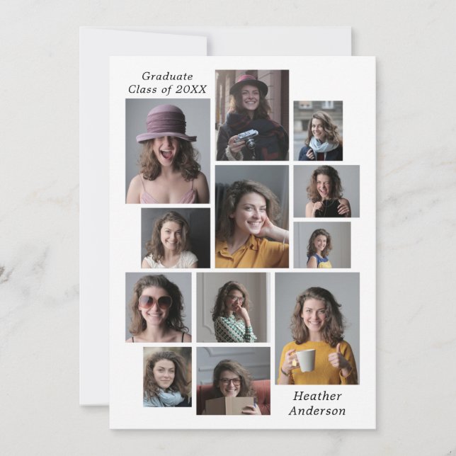 12 Fotokollage Lägg till valfri Namn och år Studen Meddelande (Framsida)