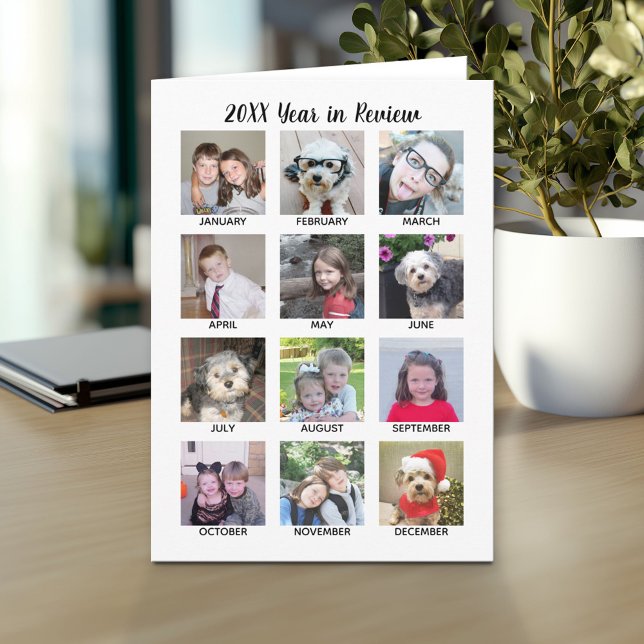 12 Fotokollage med år i granskning 2020 Kort (Custom Personalized Greeting Card)