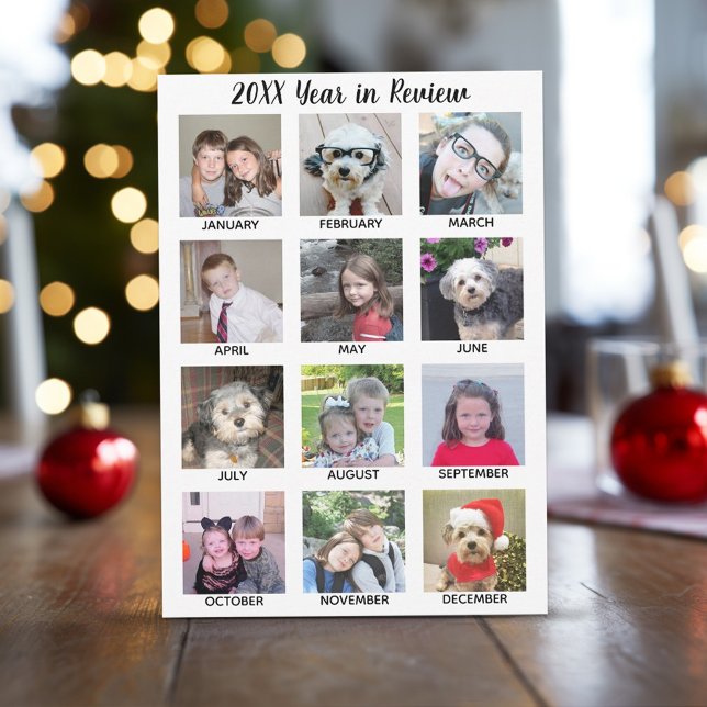 12 Fotokollage med år under granskning Helg Vykort (12 photo - year in review)