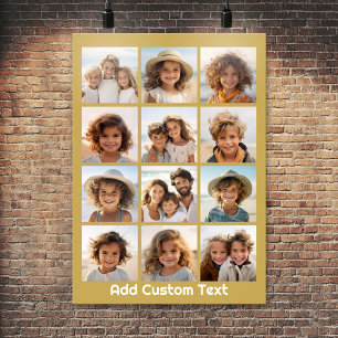 12 Fotokollage med bakgrund och text i Guld Poster