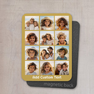 12 Fotokollage med bakgrunden Guld Magnet