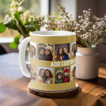 12 Fotokollage med Guld-bakgrund Kaffemugg<br><div class="desc">Lägg till ditt favoritprogram bilder i den här roligten-mallen. Du kan använda Instagram-foton eller eventuella foton för det här rutnätet.</div>