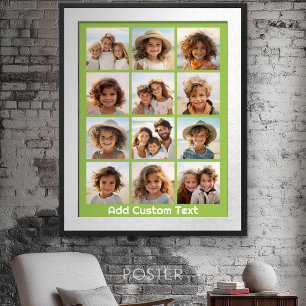 12 Fotokollage med Lime-bakgrund Poster