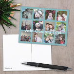 12 Fotokollage med mjuk blå bakgrund Vykort<br><div class="desc">Lägg till ditt favoritprogram bilder i den här roligten-mallen. Du kan använda Instagram-foton eller eventuella foton för det här rutnätet.</div>