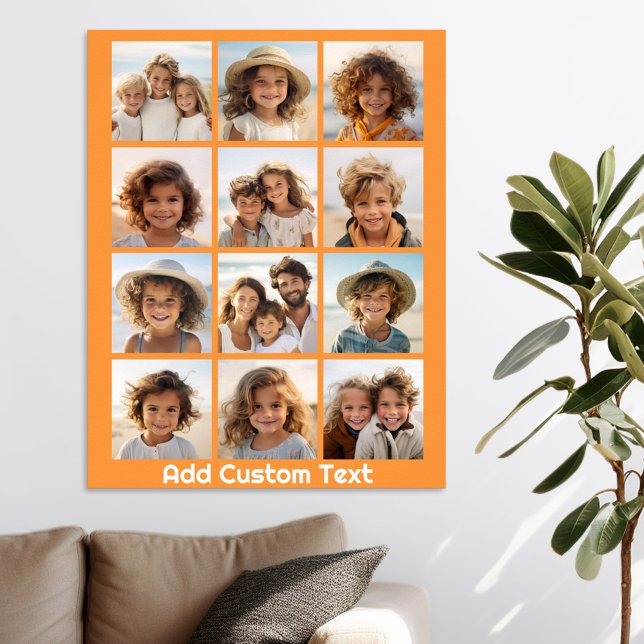 12 Fotokollage med Orangens bakgrund Poster (Personalized Poster - Add your photos and text)