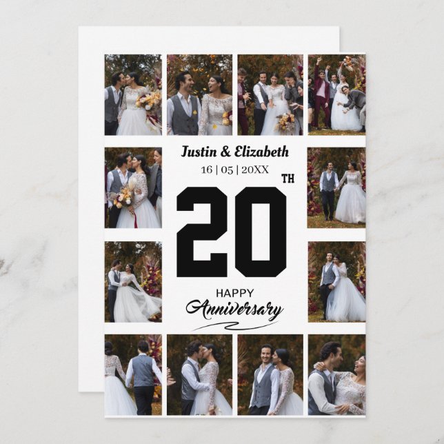 12 fotokollage på Lycklig-årsdagen Julkort (Fram/baksida)