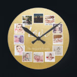 12 Fotokollage Personlig Guld Rund Klocka<br><div class="desc">12 Fotokollage-Personlig Mall guld-väggklocka ...  lägg bara till egna foton och  till den underbara väggklockan ...  som är lätta att anpassa ...  anpassadets fotomallklocka från Ricaso - perfektens presentidéer</div>