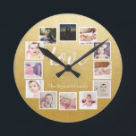 12 Fotokollage Personlig Guld Rund Klocka<br><div class="desc">12 Fotokollage-Personlig Mall guld-väggklocka ...  lägg bara till egna foton och  till den underbara väggklockan ...  som är lätta att anpassa ...  anpassadets fotomallklocka från Ricaso - perfektens presentidéer</div>