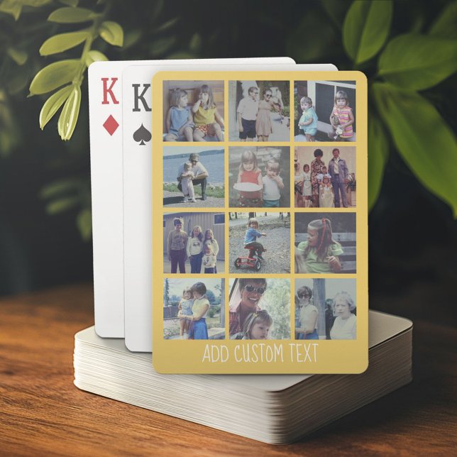 12 Fotokollage - rutnät med område för text Casinokort (Custom Poker Playing Cards)