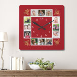 12 Fotokollage Skapar din egen Guld Red Fyrkantig Klocka<br><div class="desc">Skapa din egen fotokollage-väggklocka med 12 av ditt favoritbilder. Fotoklockan ram hjälper dig att uppskatta dina speciella stunder och ger också en tankfull gåva till föräldrar,  mor- och farföräldrar och vänner. Personligens familjeklocka ger en unik gåva till tillfällen.</div>