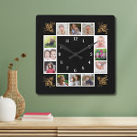 12 Fotokollage Skapar ditt eget Guld-svart Fyrkantig Klocka<br><div class="desc">Skapa din egen fotokollage-väggklocka med 12 av ditt favoritbilder. Fotoklockan ram hjälper dig att uppskatta dina speciella stunder och ger också en tankfull gåva till föräldrar,  mor- och farföräldrar och vänner. Personligens familjeklocka ger en unik gåva till tillfällen.</div>
