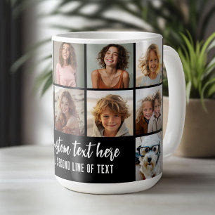 12 Fotokollagraster - 2 textrutor - svart vitt Kaffemugg