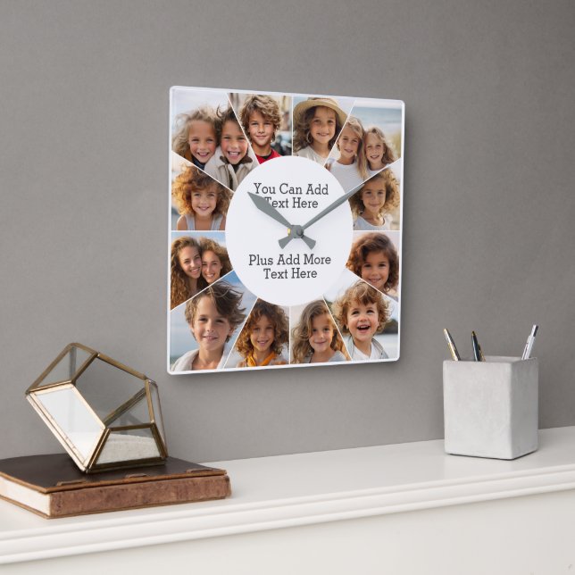 12 Fotominimalt rutnät med enkel kvadratisk vägg Fyrkantig Klocka (Kontor)