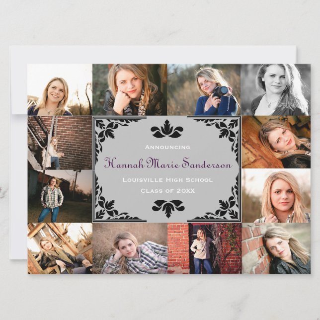 12 Foton Studenten Collage-6x8 Grad-meddelande Inbjudningar (Framsida)