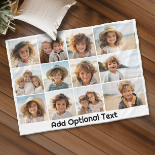 12 Fotorutnätskoppling - Vit - Svart Mod Fleecefilt