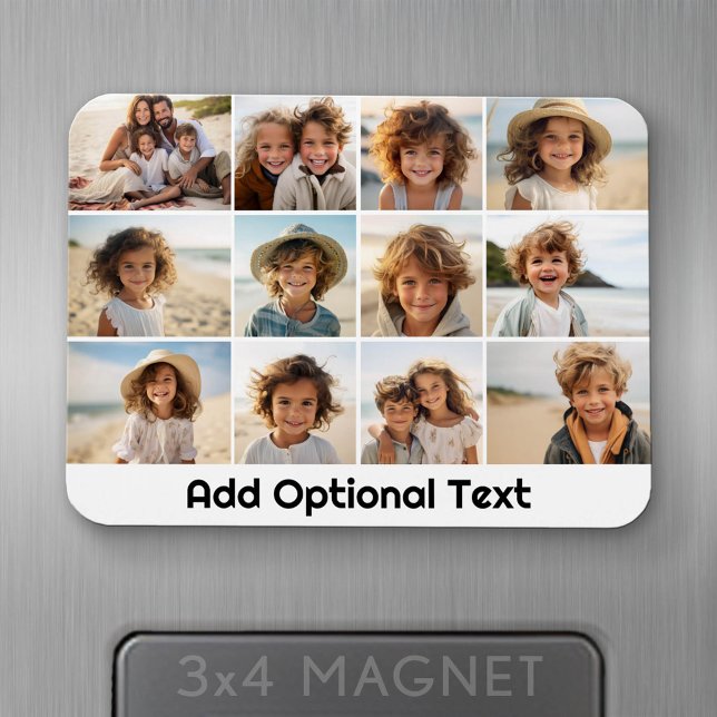 12 Fotorutnätskoppling - Vit - Svart Mod Magnet (Personalized fridge magnet - add photos and custom text)
