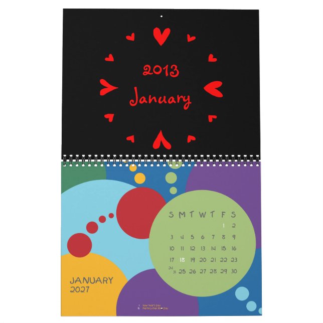 12 hearts 2013 Calendar Kalender (Jan 2027)