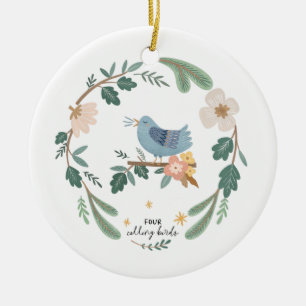 12 Helgdag jul Traditional Bird Julgransprydnad Keramik