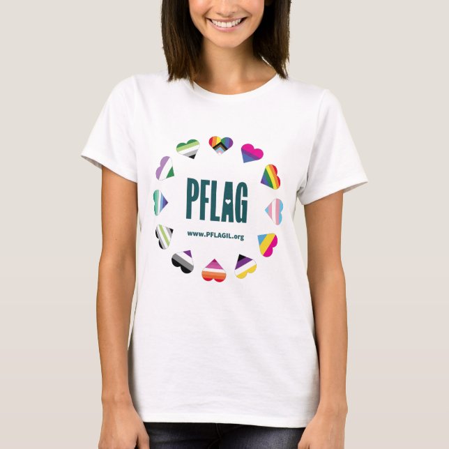 12 Hjärtcirkel PFLAG T- Shirt för vit kant T (Framsida)
