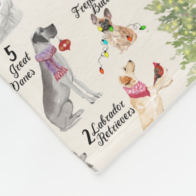 12 hundar av jul i helgdag klär keligt värme fleecefilt (Hörn)