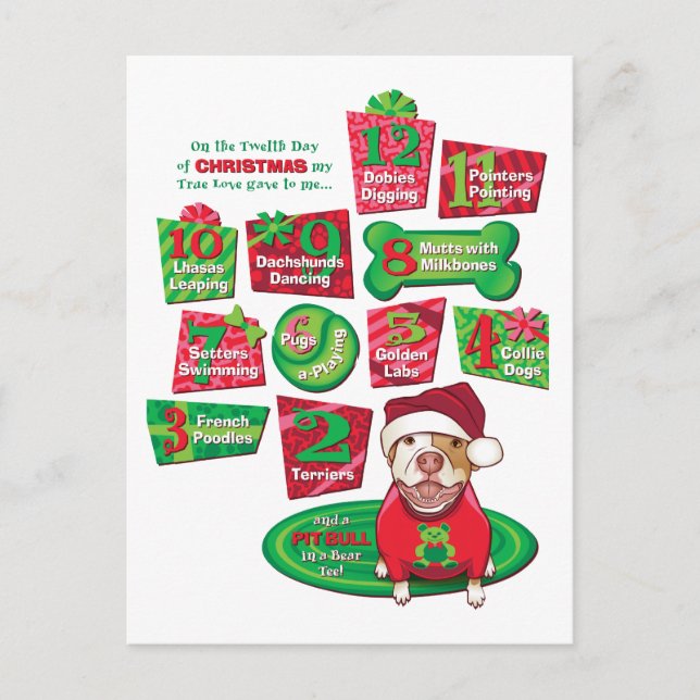 12 Hundar jul Helg Vykort (Framsida)